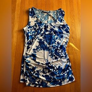New York & Company Blue and White Floral Tank, Size Medium